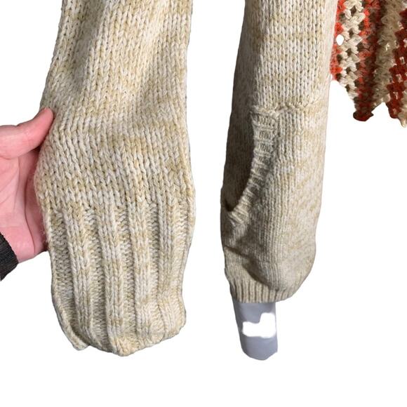 Hem & Thread Open Front Knit Crochet Hooded Cardigan. Size Small or Medium - Picture 4 of 6
